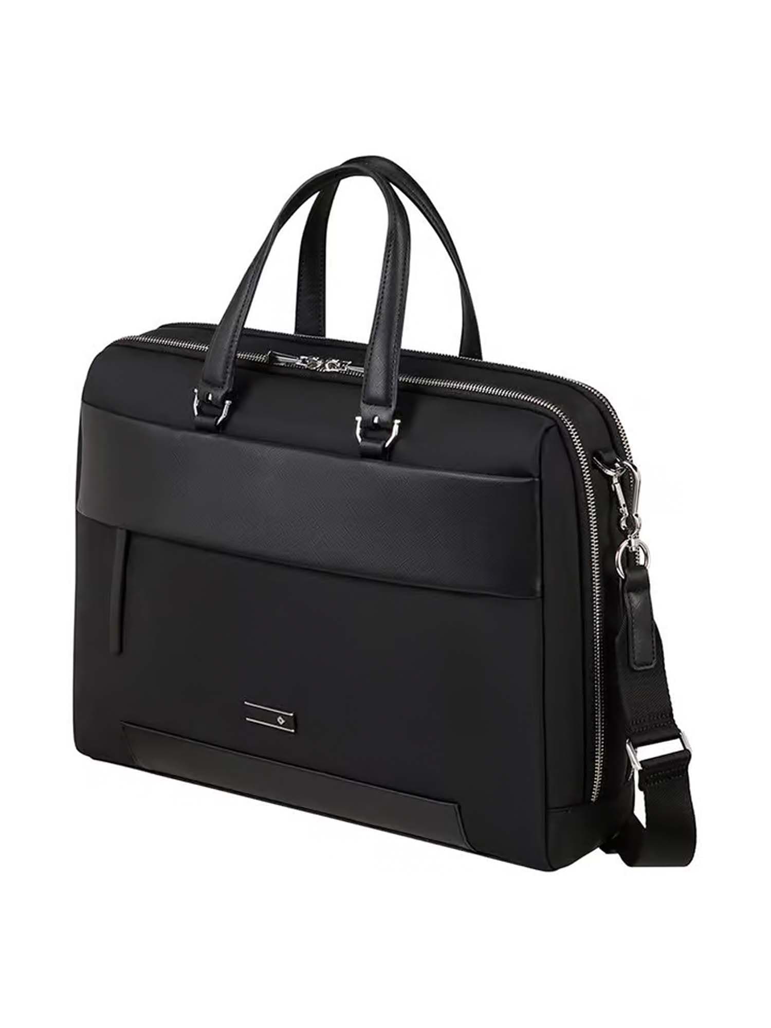 Samsonite ZALIA 3.0 Solid Polyester Laptop Bag With Detachable Strap - Black