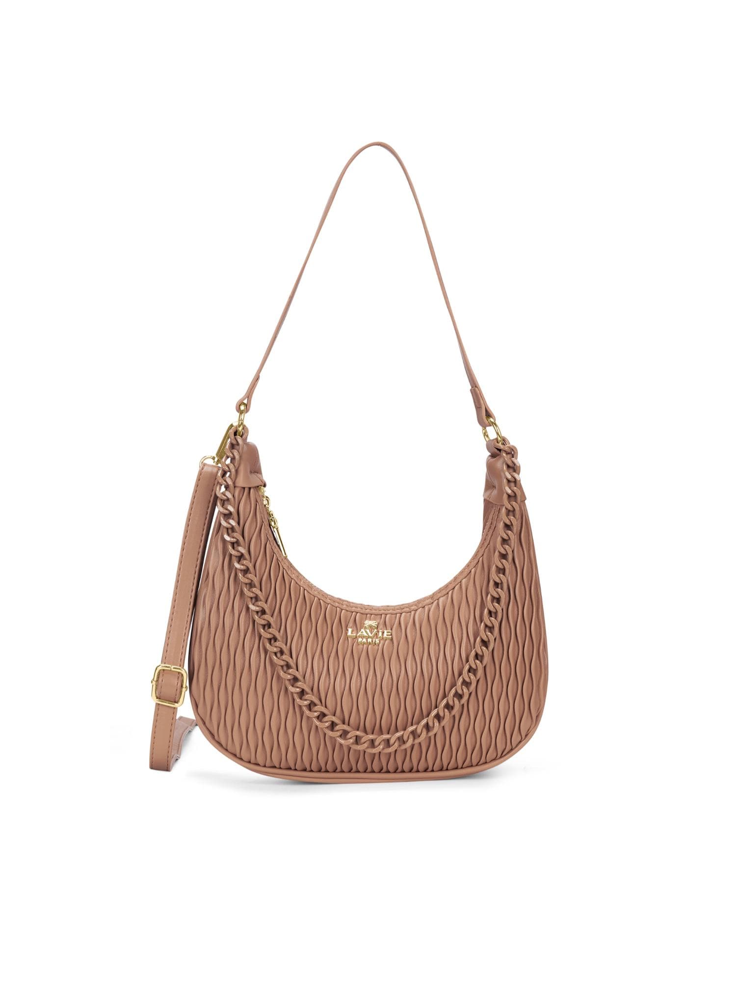 Lavie Paris Women Brown Pli Elite Cres Shoulder Bag with Detachable Strap