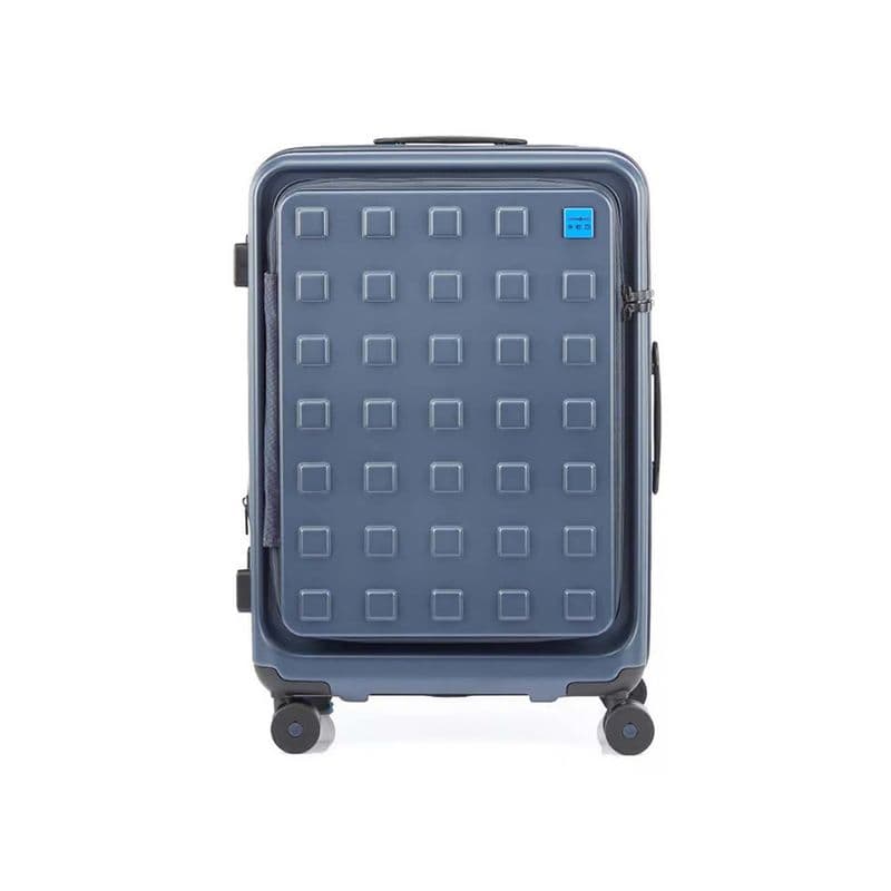 Samsonite TOIIS M Textured Polycarbonate Expandable 8 Spinner Wheel Trolley Bag - Blue
