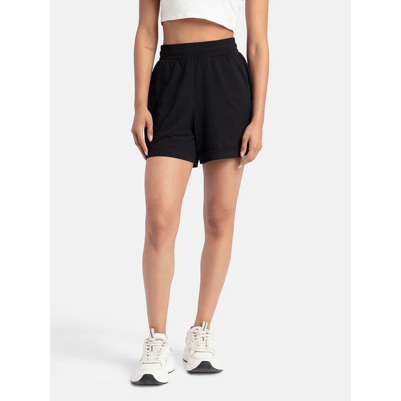 Jockey A157 Women Super Combed Cotton Rich Straight Fit Shorts - Black