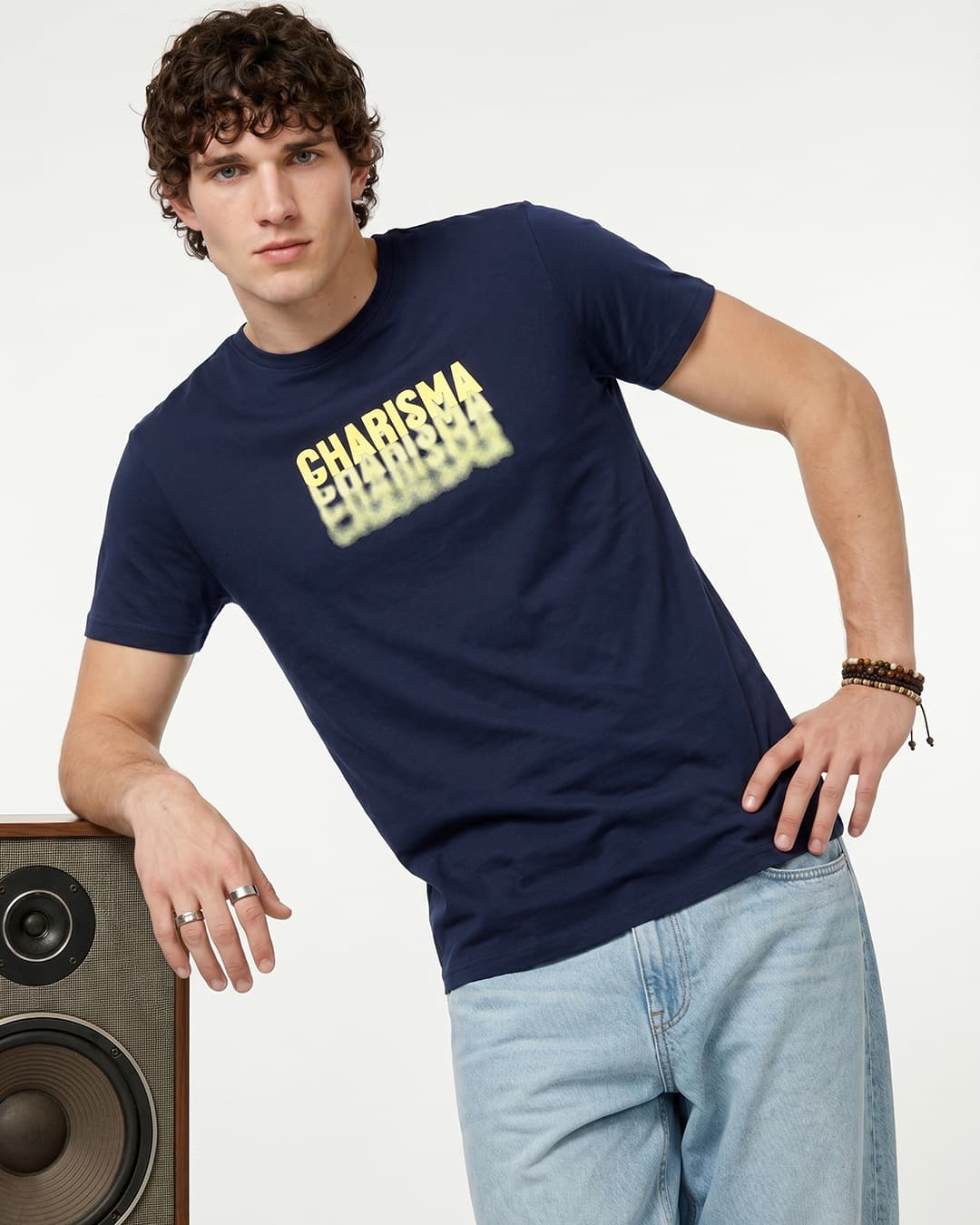 Men's Black lris Charisma Typography T-shirt