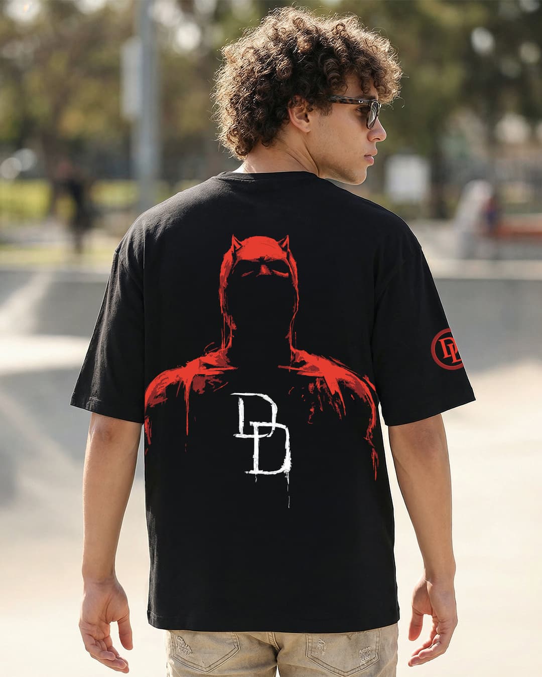 Men's Jet Black DDBA Graphic Printed Oversized T-shirt
